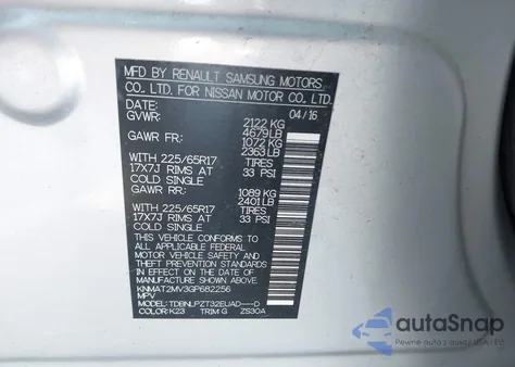 2016 Nissan Rogue S z USA, uszkodzony, nr VIN KNMAT2MV3GP682256